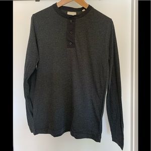 Billy Reid Navy/Grey Long Sleeve Henley Small